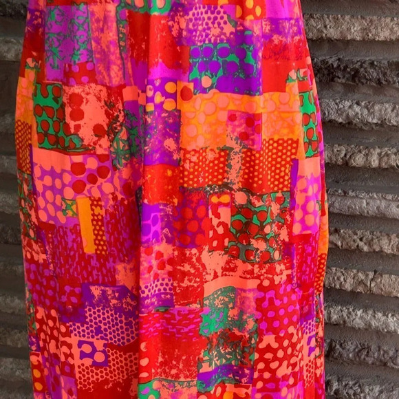 Accentuette Vintage 60s 70s Neon Pink Nylon Maxi Halter Summer Dress Size 36B - Picture 9 of 11